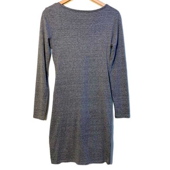 Leith Dress Women’s Medium Gray Round Neck Long Sleeve Side Ruched Stretch. - Picture 3 of 13